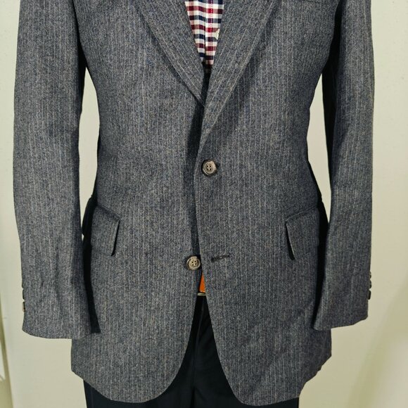 VTG Bill Blass Men's Sport Coat Blazer Gray Striped Herringbone Wool Size 40R - Picture 3 of 16